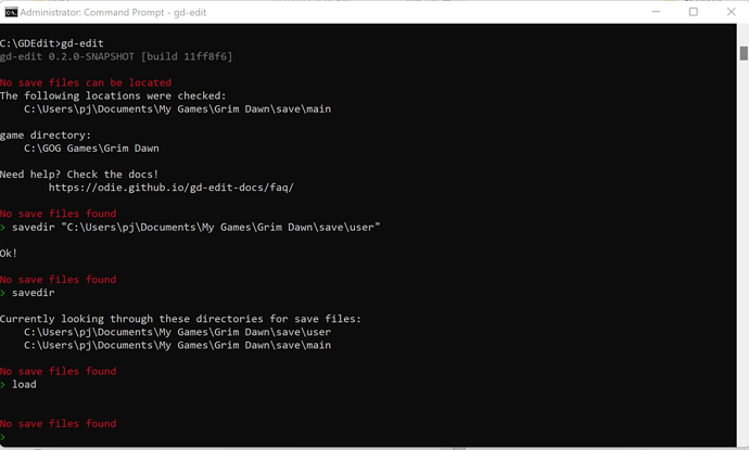 GDEdit settings