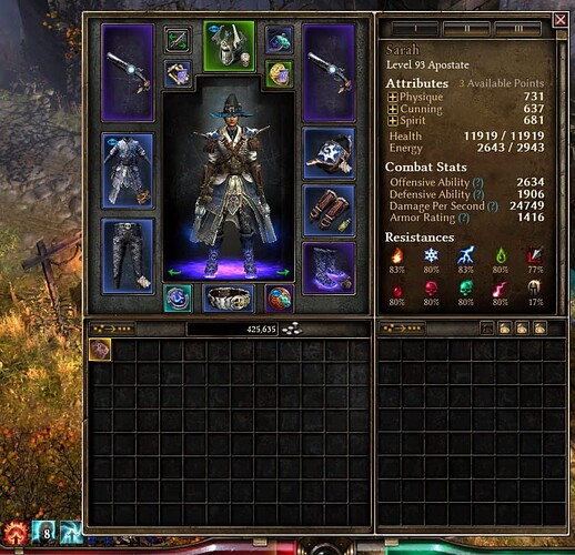 Actual stats ingame